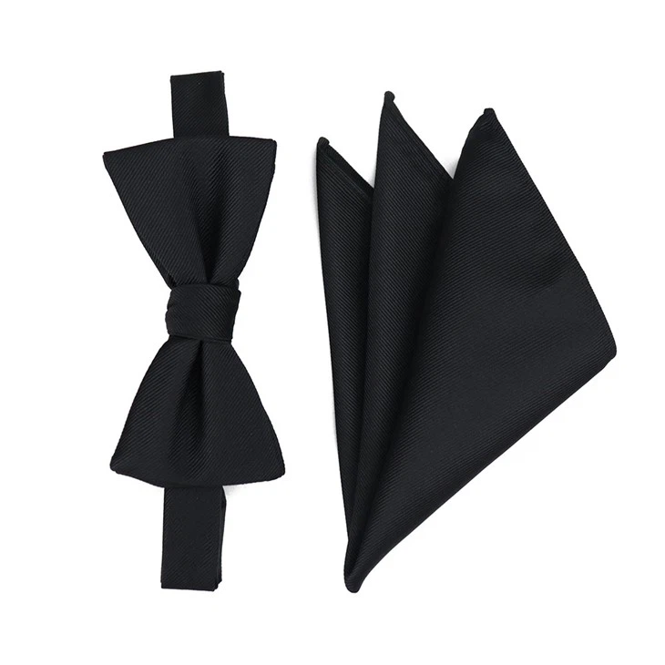 Black Bow Tie And Pocket Square